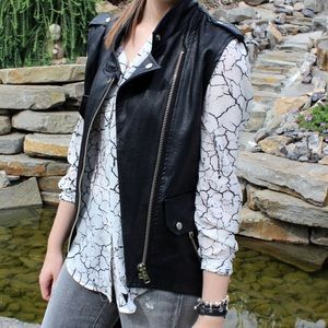 Marble Print Button Up Blouse